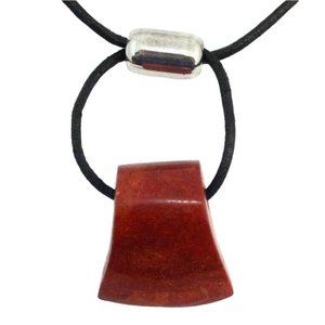 NWOT Silpada Retired Sterling Silver Sponge Coral Leather Cord Necklace N0965